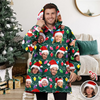 Custom Photo With Colorful Christmas Lights Hoodie Blanket For Family HA75 898290