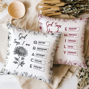 God Says I Am Name Letter In Bible Toile De Jouy Style - Personalized Pillow CH07 896828