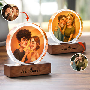 Caricature Wall Art For Funny Couples Round Acrylic Block Plaque LM32 895011