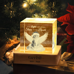 Custom Photo Dog Cat Pet Your Light Will Always Shine In My Heart Memorial Engraved Crystal Photo With Light HA75 898212