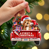 Custom Dog Photo First Christmas Acrylic Ornament, Personalized Pet Holiday Keepsake HA75 919364