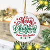 Personalized Family Name Merry Christmas Ceramic Ornament TH10 171533