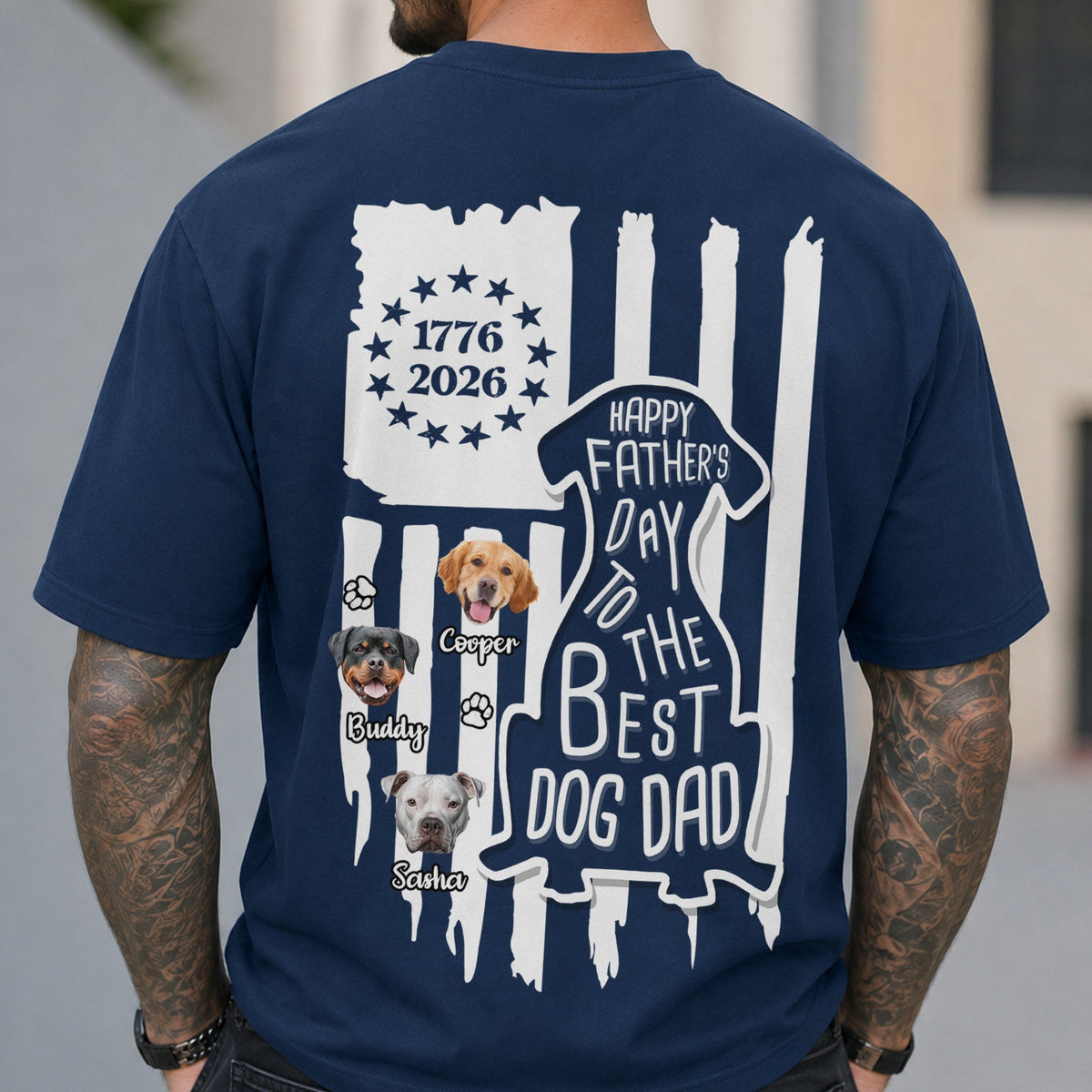 Custom Photo Happy Father's Day To Best Dog Dad Flag Back Comfort Shirt HO82 902792