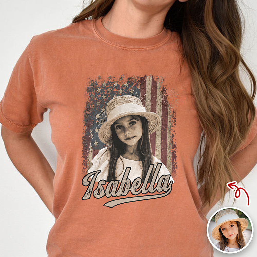 Custom Photo Kids Patriotic Vintage American Flag Comfort Shirt TH10 170245