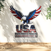 Custom Family Name Monogram Metal Sign, USA Eagle Patriotic Wall Decor, Personalized American Flag Sign CH07 911002