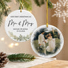 Custom Photo First Christmas As Mr & Mrs Ceramic Ornament, Personalized Wedding Anniversary Gift LM32 669795