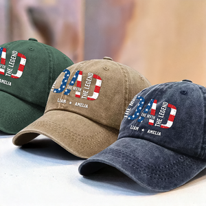 Papa The Man The Myth - Personalized Washed Denim Baseball Cap CH07 896016