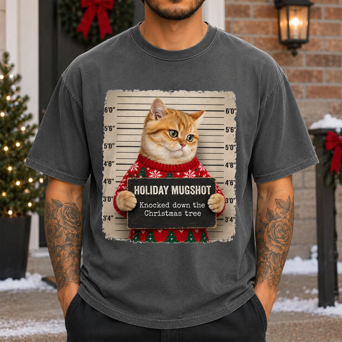 Custom Photo Cat Mugshot Funny Holiday Comfort Shirt For Cat Lover HA75 919590