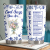 Personalized Name Letter God Says I Am Flower Toile De Jouy Style Fat Tumbler LM32 895361