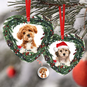 Custom Photo Dog Personalized Heart Shaped Ceramic Ornament For Christmas HA75 897464