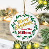 Custom Family Name Merry Christmas Ceramic Ornament TH10 171531
