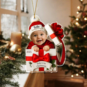Custom Photo Baby Christmas Gift Box 2D Flat Acrylic Ornament LM32 897211