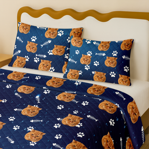 Custom Dog Cat Photo Galaxy Quilt Bedding Set HO82 900716