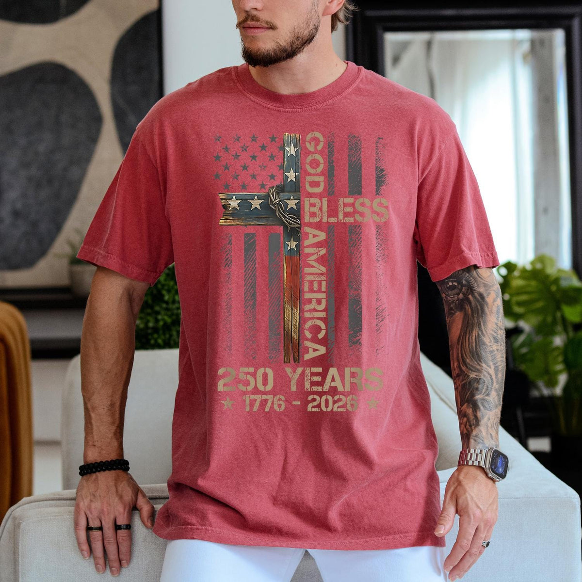 God Bless America Comfort Colors Shirt 250 Years 1776 2026 Christian USA Flag Shirt CH07 911932