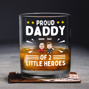 Custom Photo Proud Daddy of Little Heroes - Father's Day Personalized Gifts Custom Rock Glass for Dad, Superhero Lovers HO82 894056