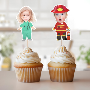 Custom Photo Funny Kid Dream Jobs Decoration Cupcake Toppers HA75 892350