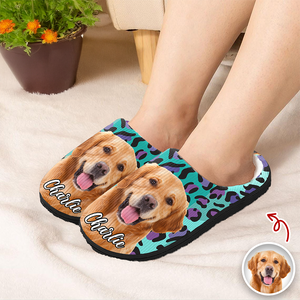 Custom Cute Pet Photo Leopard Slipper Gift For Dog Lovers CH07 896342