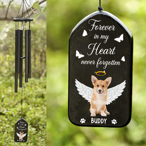 Forever in My Heart, Never Forgotten Custom Photo Dog Cat Memorial Wind Chimes CH07 895424