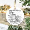 And She Lived Happily Ever After Dog Toile De Jouy Personalized Ceramic Ornament HO82 900162