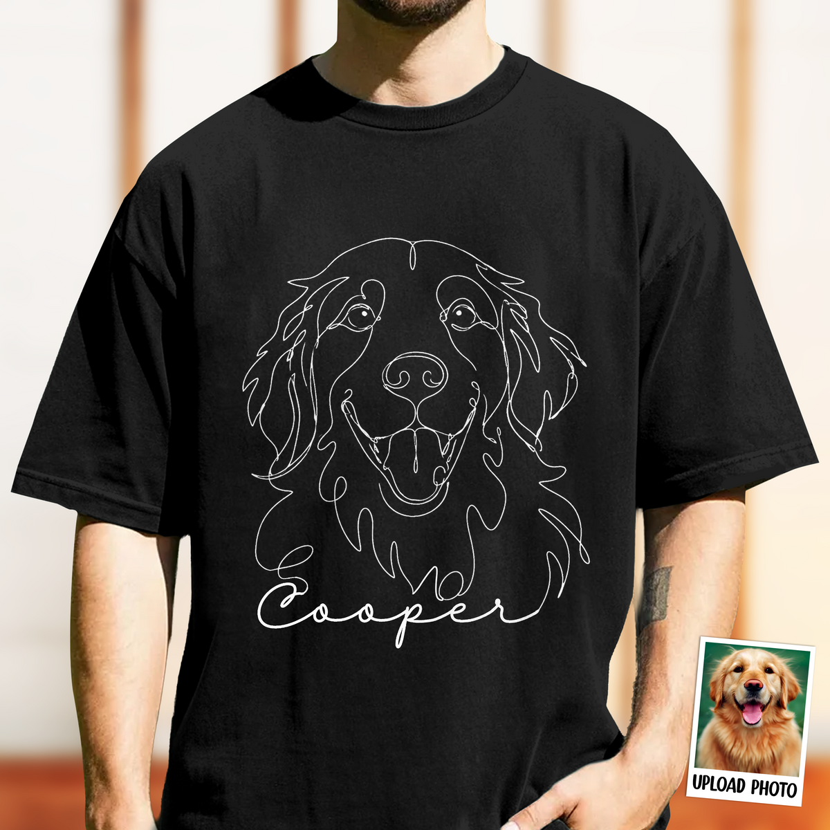 Custom Dog Cat Photo Portrait Line Art Shirt - Personalized Pet Lover Gift CH07 911366