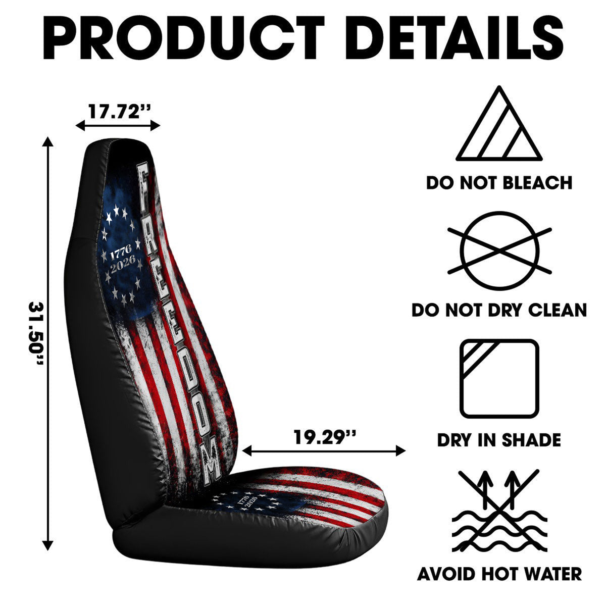 American Betsy Ross Flag Freedom Independence Car Seat Cover LM32 899503