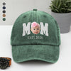 Custom Photo Face Dad Est. Washed Denim Baseball Cap HA75 921350