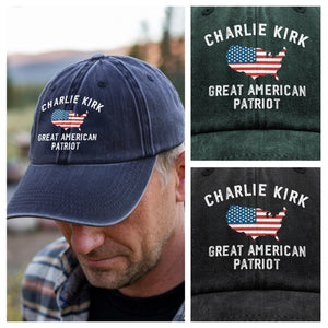 Charlie Kirk - Great American Patriot Washed Denim Baseball Cap LM32 65455