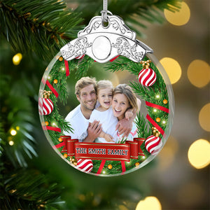 Custom Family Photo Metal Top Glass Ornament For Christmas TH10 894889