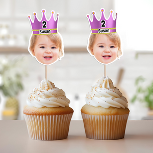 Custom Cute Baby Face Birthday Decoration Party Cupcake Toppers LM32 893239