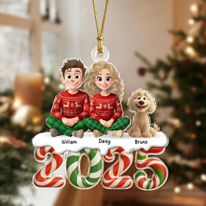 You & Me And The Dog Our Kind Of Merry Acrylic Ornament Personalized Gift For Christmas HO82 900118