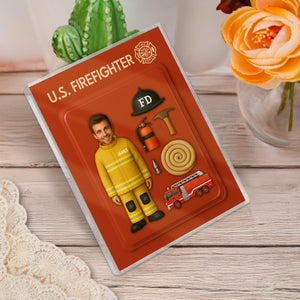 Custom Firefighter Figure Acrylic Block Plaque, Unique Keepsake, Father's Day Gift HA75 892336