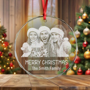Custom Family Photo And Name Engraved Glass Ornament For Christmas TH10 894277