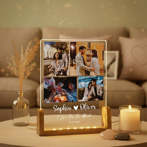 Custom Couple Photo Collage Acrylic Plaque LED Night Light - Gift for Her, Gift for Him LM32 899161