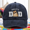 Custom Photo Dog Cat Dad Washed Denim Baseball Cap HA75 892466