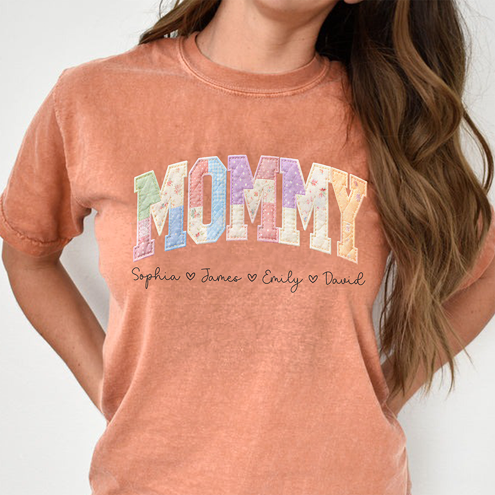 Custom Kids' Names Mom, Gigi Faux Patchwork Comfort Shirt Gift For Mother's Day HO82 902034