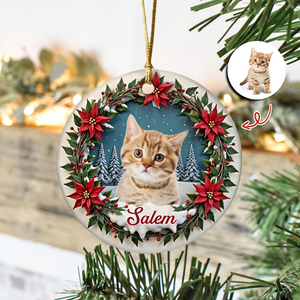 Custom Photo Cat Personalized Ceramic Ornament For Christmas HA75 897068