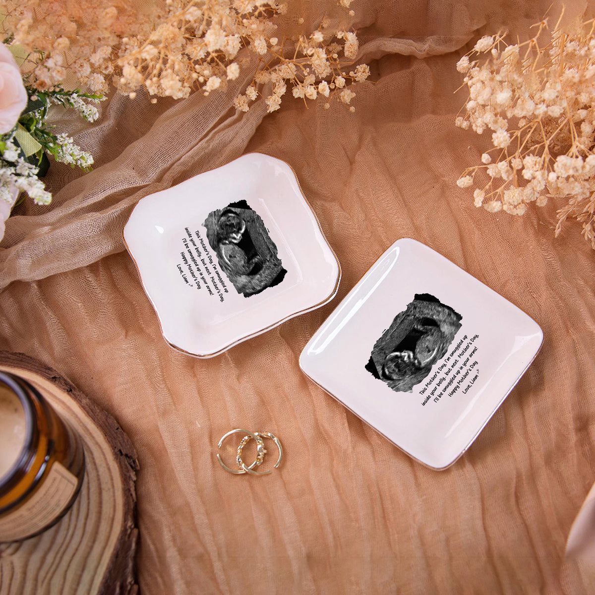 Personalized Baby Ultrasound Jewelry Dish – Pregnancy Announcement Gift, First Mother’s Day Gift from Bump LM32 899795