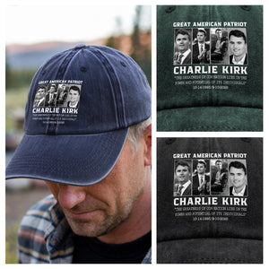 Prayers Up for Charlie Kirk Great America Patriot Washed Denim Baseball Cap HO82 65744