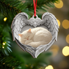 Personalized Cat Sleeping Angel Wings Wood Ornament, Pet Memorial Keepsake HA75 921764