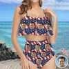 Custom Photo American Flag Independence Day Women's Bikini Swimsuit LM32 899863