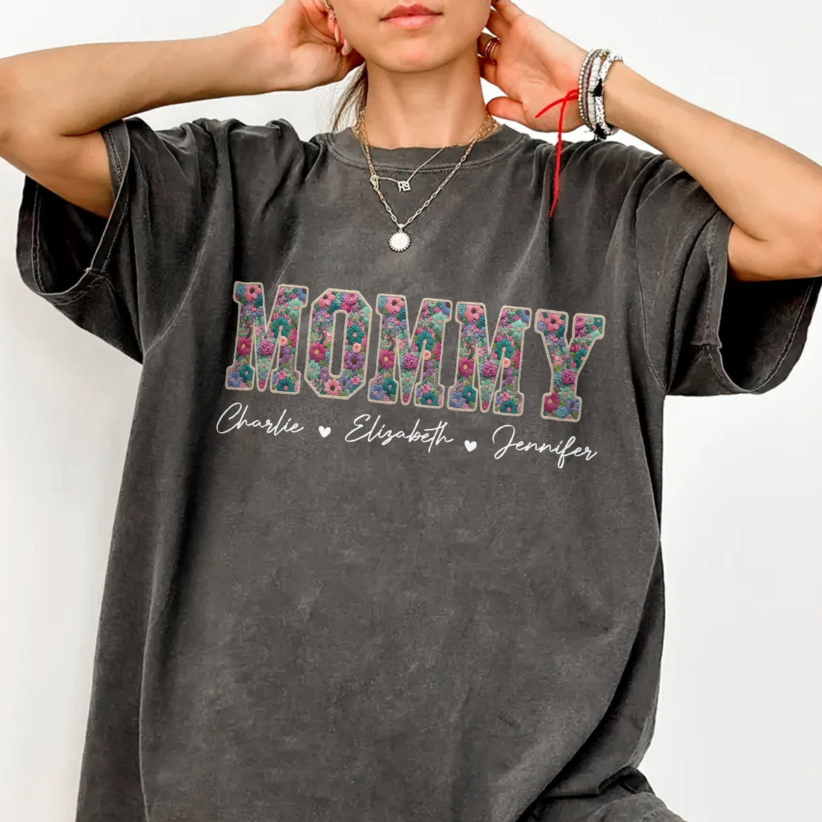 Personalized Kids Names Faux Embroidery Effect Comfort Shirt Mother’s Day Gift HO82 902124