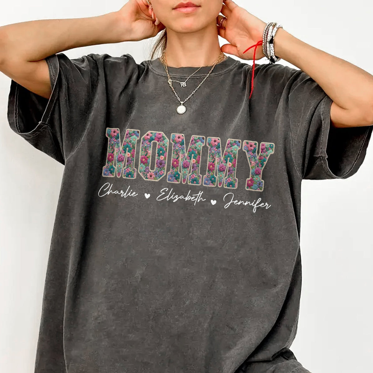 Personalized Kids Names Faux Embroidery Effect Comfort Shirt Mother’s Day Gift HO82 902124