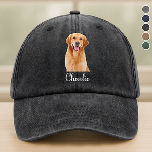 Custom Dog Cat Photo Washed Denim Baseball Cap TH10 894023