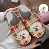 Custom Dog Photo Flannel Patten Slipper Xmas Gift For Dog Lovers CH07 896270
