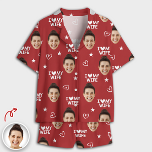 Custom Photo I Love My Wife/Husband Valentine's Gift Short Pajamas For Couple CH07 895422