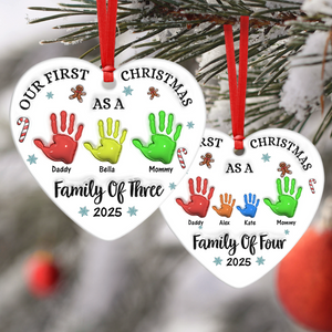 Our First Christmas As A Family Of Three Heart Shaped Ceramic Ornament CH07 899322