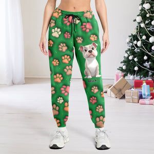 Personalized Dog With Paw 3D Effect Sweatpants For Christmas TH10 896623