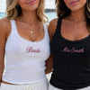 Personalized Embroidered Lace Tank Top, Custom Bridal Shower Gift, Engagement Gift Bachelorette Party, New Mrs. Tank CH07 911948