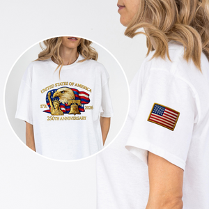 Bald Eagle United States Of America 250th Anniversary Sleeve Tee Shirt LM32 897793