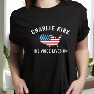 Charlie Kirk - His Voice Lives On Dark Shirt LM32 65461